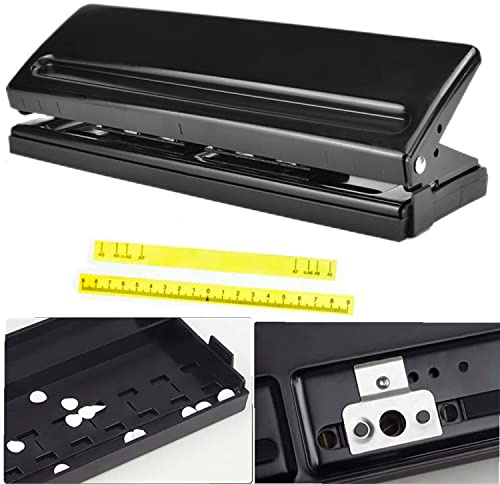 SCHYIDA 6 Fach Locher Verstellbar 6 Fach Papierlocher A5 6 Fach Lochung 6 Loch Desktop Punch 6 Loch Binder Puncher für A3 A4 A5 B3 B4 B5, 6 Blatt Stanzkapazität, Schwarz
