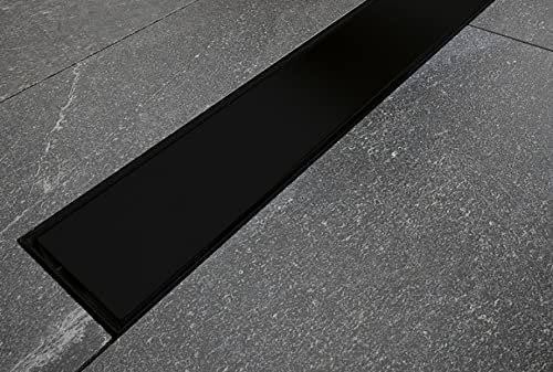 ECOLAM® Duschrinne VIRGO NERO DUO Ablaufrinne Bodenablauf Duschablauf Dusche Rost Edelstahl 80 cm Schwarz Black