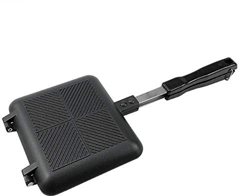 Doppelseitige Bratpfanne, Breakfast Sandwich Maker mit Griff Nonstick Grill Snack Grillpfanne für Frühstück, Käse-Toaster für den Herd oder den Außenbereich