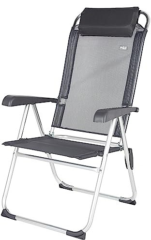AKTIVE - Silla Plegable reclinable 5 Posiciones, Antivuelco, con cojín, Respaldo Alto y reposabrazos, Resistente: Peso máx. 110kg, Material Textileno y Aluminio, Medidas 44x55x101cm (63028)