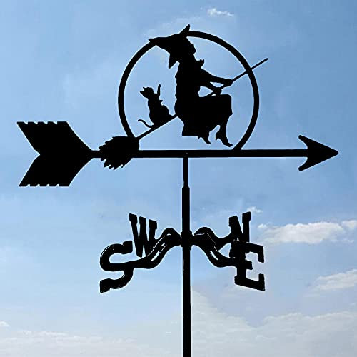 Girouette en métal rétro Girouette Indicateur de Direction du Vent Outil de Mesure Professionnel avec Ornement Animal pour décorations de tonnelle de Jardin de Cour de Ferme en Plein air (Sorcièr