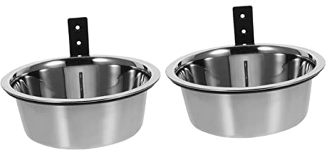 POPETPOP Wall Mounted Elevated Dog Bowl Raised Stainless Steel Pet Feeding Bowl 8.3 Inch Foldable Water Dish for Medium Dogs Easy to Clean Bite Resistant