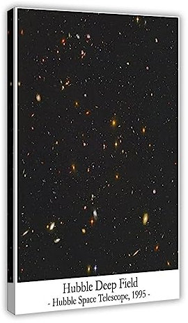 Hubble Deep Field - Hubble Space Teleskop 1995 Leinwandposter Wandkunst Dekor Druck Bild Gemälde für Wohnzimmer Schlafzimmer Dekoration Rahmen Stil 60 x 90 cm