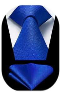 Enlision Corbatas de Hombre Seda Corbata Azul Real Lunares Corbata y Pañuelo Hombre Set para Boda Fiesta Business