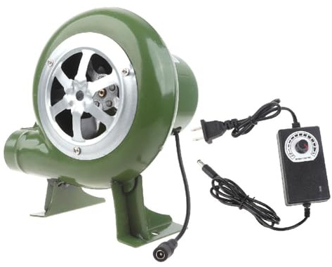 QUETHEDS Electric Blower Fan BBQ Fan 100v 220v Suitable For Barbecue Mini Blacksmith Forges Blower With Speed Adapter AC100-240V BBQ Blower 200w Mini Blacksmith Forges Blower With Duct Portable