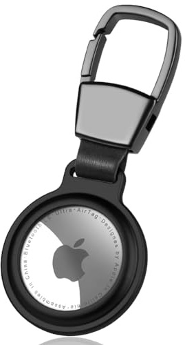 AXFEE AirTag Porte Clés Magnétique, Porte Clé Métal pour Apple AirTag, AirTag Étuis de Protection en Aluminum Alloy, Anti-Chute et Anti-Rayures Portable Key Finder pour Bagages, Portefeuille (Noir)