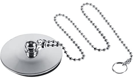 Tappo per vasca da bagno cromato con catena, tappo classico per vasca da bagno, copertura per scarico in acciaio inox, adatto per lavello da cucina, vasca da bagno, blocca il flusso d'acqua e