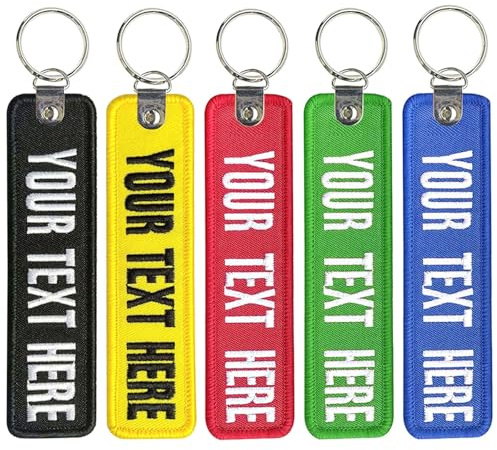 Brillianne Personalisierte Schlüsselanhänger, benutzerdefinierte Stickerei mit Ihrem beliebigen Textnamen, Geschenk-Schlüsselanhänger für Männer, Motorrad, ATV, Auto, Roller