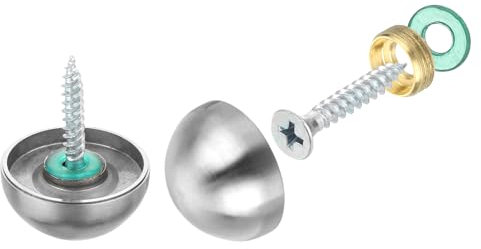 sourcing map 4 Set Mirror Screws with Caps, 25mm 304 Stainless Steel Decorative Cover Nails for Wall Mirror Mounting Sign Advertising Hardware, Silver