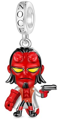 GNOCE Hellboy Con La Corona De La Llama Colgante Colgante Encanto Plata Ley 925 Abalorios Para Las Mujeres y Las Niñas Joyería Regalo Para Fan La Película (Hellboy Golden Army)
