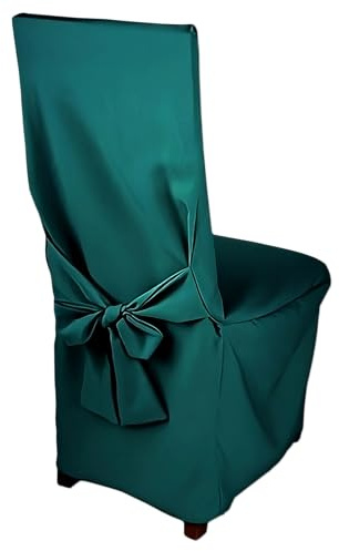 HOME DEKO Stuhlhussen mit Schleife, Universal-Sitzbezüge zum Schonen von Stühlen für Wohnzimmer, Esszimmer oder Küche, Perfekt für Anlässe Aller Art, Dunkelgrün, 4 Stück