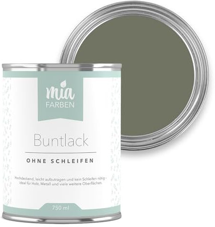 miafarben Buntlack ohne schleifen 750ml, Möbelfarbe, Möbellack für Holz, Metall, Kunststoff (Sommerlicher Waldpfad)