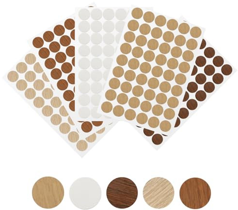 Diffaxy Lot de 270 cache-vis autocollants ronds pour trous de perçage de 21 mm de diamètre avec grain de bois pour meubles en bois, armoires, réparations