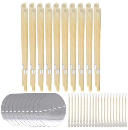 CATOR 20 Pcs Candele naturali per l'orecchio cera d'api Coni di candela, profumo organico materiale vegetale candele a cono cavo, candele a cono cavo con 10 dischi protettivi