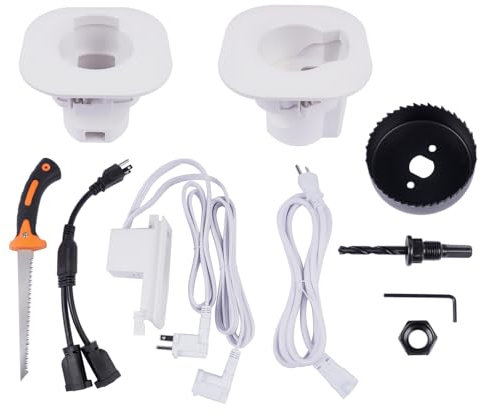 Flynsu in Wall Cable Management Kit Cord Concealer & Power Kit for TV & Soundbar Powers Devices & Hides All Cables Includes Hole Saw Drill Attachment