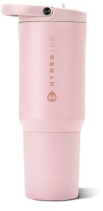 HydroJug Sport 20 oz Insulated Stainless Steel Water Bottle, Pink Sand | Triple wall insulated, circular flip straw, leak-resistant, swivel handle, removable rubber boot, BPA-free, dishwasher safe