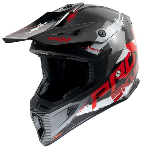 MOTOBLOUZ SKUD STO Casque de motocross | Homologué ECE 22.06 Red/Black | Casque scooter