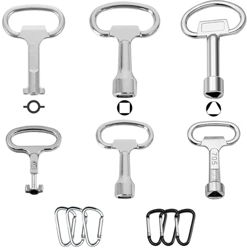 12 Passe Partout Set, FORMVERSITY Clé Triangle Poubelle Cle Carre, Clé à Fente en Métal, Square Key Clef Triangle, Clés Universelle Armoire Electrique, clé Pompier