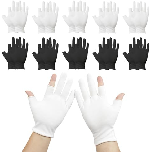 wiiAiloo Guanti in cotone senza dita per eczema, guanti idratanti per eczema, adatti per eczema, guanti touchscreen, per uomini e donne, per riparazioni di pelle secca e ruvida e screpolata (10 paia)