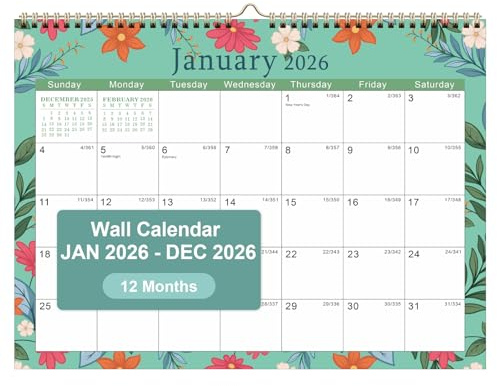 2026 Wall Calendar, Monthly Calendar Planner, Jan 2026 - Dec 2026, Hanging Calendars, Desk Accessories and Office Organization for Home, School, Office, (8.5 x 11) (Green)