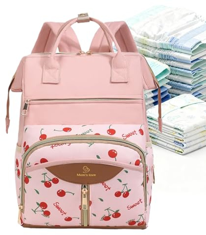Generisch Baby Wickelrucksack - Wickeltasche Mit Isoliertem Flaschenfach,Betreuungstasche Mit Wickelunterlage,Für Eltern Mütter Väter Frauen Männer Mädchen