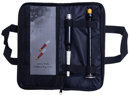 Scottish Highland Bagpipe Practice Chanter – Rosewood, Black & Natural Finish with Silver & Ivory Mounts, Includes Hard Case & 2 Reeds - Ideal for Scottish Bagpipe Practice (Black - Soft Case)