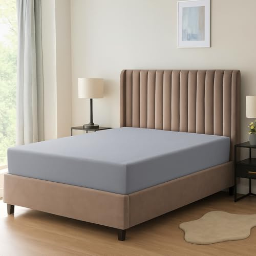 MH Traders Thermal Flannelette Fitted Sheets 100% Brushed Cotton Flannel Fitted Sheets-Warm & Cosy Thermal Fitted sheets-Elasticated Corners Fitted Bed Sheets (Gray, Single)