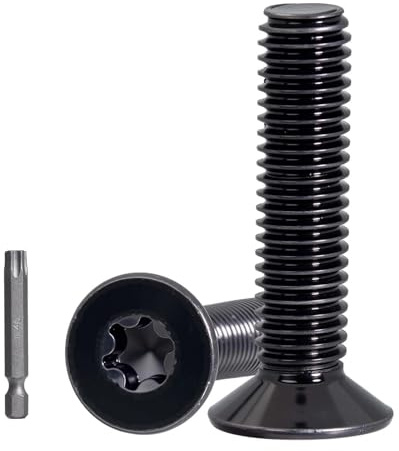 18 Stück Senkkopfschrauben M8 × 25mm Edelstahl A2 V2A Schwarz Senkkopf Torx Schraube M8 Feingewinde für Möbelbau Maschinenreparatur Kfz-Befestigungen Inklusive Schraubenschlüssel