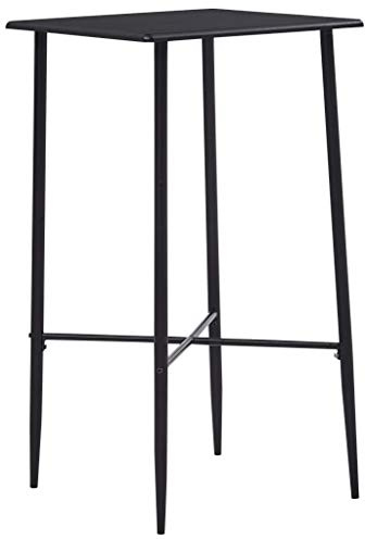 Owoxanthellate Mesa de bar negra 60 x 60 x 111 cm, moderna mesa alta de MDF con revestimiento de PVC y patas de acero estables, mesa compacta para cocina, comedor y gastronomía