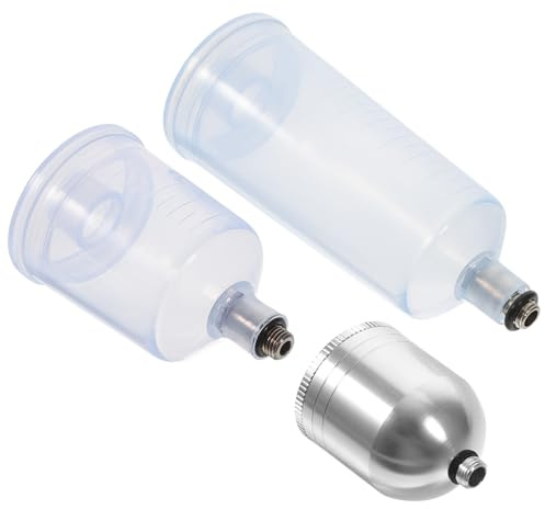 VILLCASE Set 3 Pezzi Bottiglie per Vernice per Aerografo in Plastico e Metallo da 10ml e 20ml, Dosatore Compatibile Aerografo per Decorazioni Torte e Tatuaggi