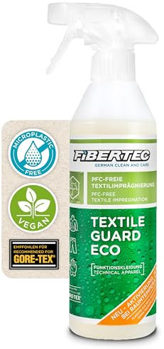FIBERTEC Textile Guard Eco RT 100% PFAS-freie Imprägnierung 500ml - Imprägnierspray für Jacken und weitere Outdoorbekleidung, Biologisch abbaubarer Wetterschutz Made in Germany