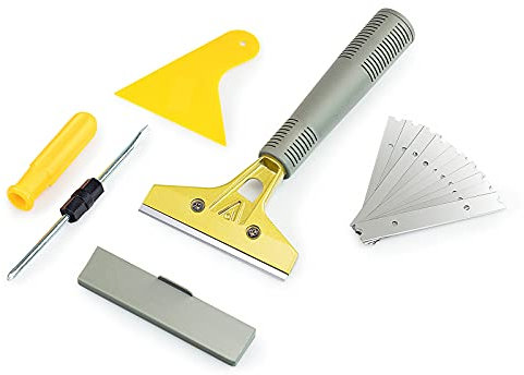 Set raschietto, manico lungo Raschietto Resistente e un Spatole per Vetro, Finestra, Rimozione di Colla, Vernice, Decalcomanie Blade Sticker Remover Parabrezza Pulizia Strumento,LDS Industry,Scrp-A