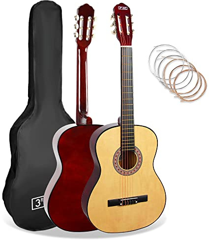 3rd Avenue 3/4-Größe Klassische Gitarre Für Kinder, Spanische Nylonsaiten, Anfängerpaket – Natur