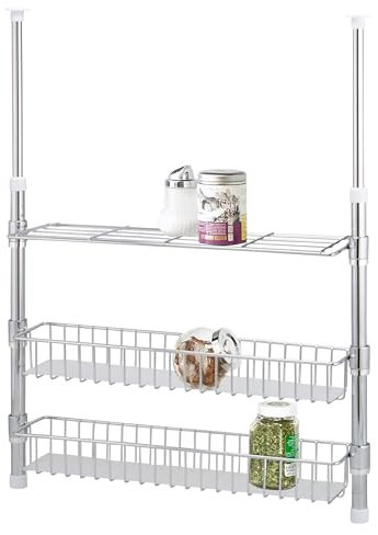 bremermann Teleskop-Gewürzregal, Teleskopregal, 2 Körbe, 1 Regal (Chrom)