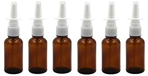 6PCS 30 ml/1 oz vacío Recargable ámbar Vidrio Nasal pulverizadores Frasco Botella Frasco Bomba Limpia Spray contenedor de Almacenamiento Muestra Viaje Embalaje pote Ambar