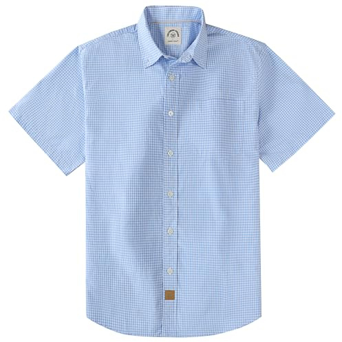 Dubinik® Fritidsskjorta för män kortärmad skjorta herr arbetsskjorta button down skjorta män kortärmad bomull normal passform, Blå Bianca, XXL