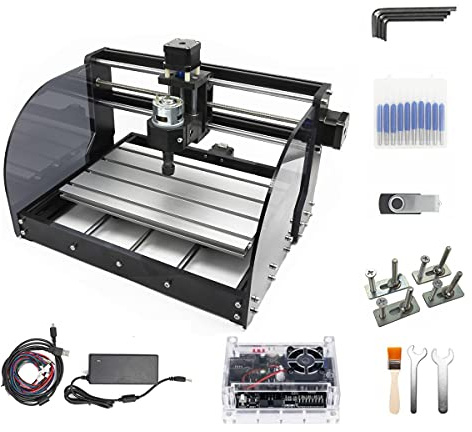 CNCTOPBAOS CNC 3018 Pro Max 3 Axis Desktop DIY Mini Wood Router Kit Engraver Woodworking PCB PVC Milling Engraving Carving Machine GRBL Control with ER11 Collet (3018 Pro Max)