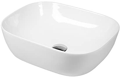 Waschbecken Keramik Aufsatz rechteckig 490 x 390 x 150mm weiß Komplettset