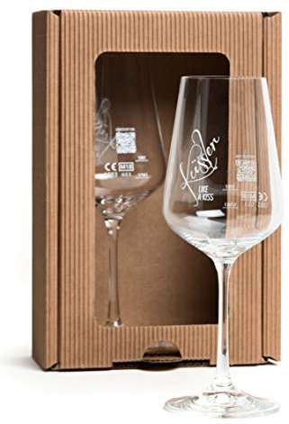 2 singende LIKE A KISS Gläser im Geschenkkarton | Küssler Song LIKE A KISS über QR Code abspielen | hochwertiges Glas | geeicht | Geschirrspüler tauglich