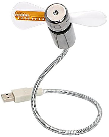 TOSSPER LED du Ventilateur USB, Mini-LED Horloge du Ventilateur avec Col De Cygne Flexible, Ventilateur USB pour Ordinateur Portable Powered pour Bureau