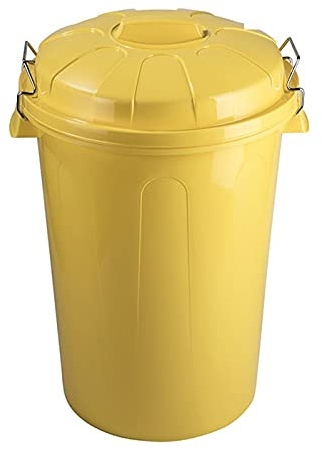Tradineur Poubelle industrielle avec poignées métalliques et couvercle, poubelle de recyclage, industrielle, fabriquée en Espagne, 100 litres, 57 x 74,5 x 52 cm