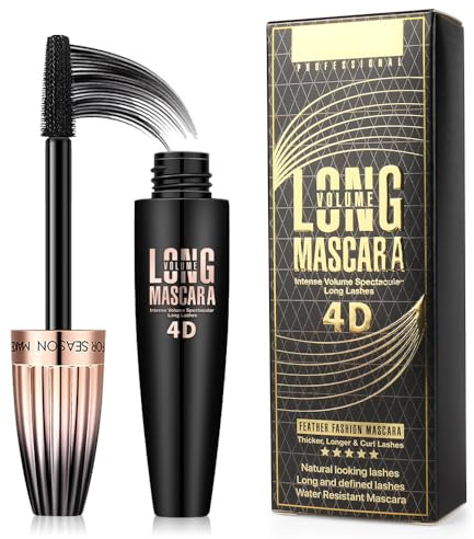4D Silk Fiber Lash Mascara, Waterproof Long Lasting Mascara Black Volume and Length Natural, Exquisitely Full, Lengthening Thickening Softer Fuller Lashes Amplify Smudge-Proof Eyelash Mascaras,1 Pack