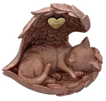 Monello Katzenurne Katze in Engelsflügel bis ca. 15 kg Tiergewicht individuelle Gravur auf Wunsch (Rosé Gold)