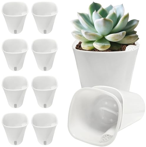 3 Self Watering Pots - 10 Sets Planter Pots for Indoor Plants With Water Level Indicator and Multiple Vents - for House Plants, Flowers, Herbs