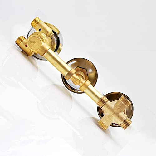 G1/2 Einteiliges Messing Thermostat Duschventil Mischsäule Mischbatterie Umsteller für Badezimmer Badewanne, 2/3/4/5 Wege, Messingkartusche, 3 Griffe, Verbrühungsschutz (Schrauben Gewinde 4 Ausgang)