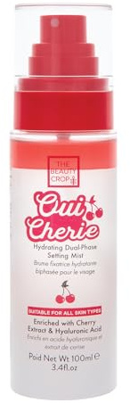 The Beauty Crop Oui Cherie Mist - Hydrating Dual-Phase Setting Spray with Cherry Extract and Hyaluronic Acid, Vegan Friendly - 100ml