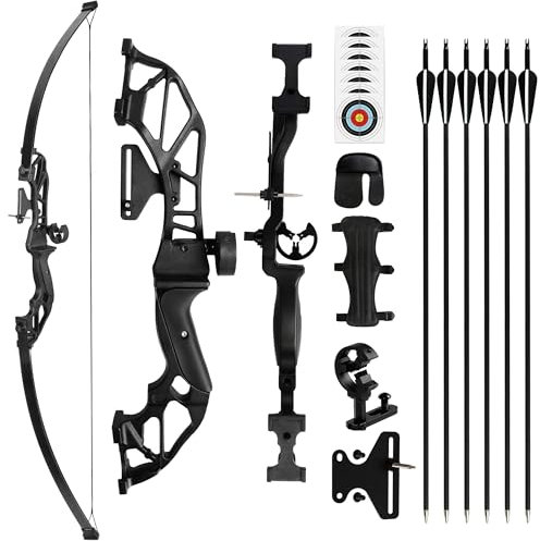 REAWOW 30LBS Recurve Bows Bogenschießset Bogen und Pfeil Set Survival Longbow Right Hand mit verwendet für Recurve Bow Zielübungen Outdoor Hunting Archery Carbon Arrows und Armguard und Finger Tab