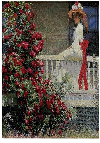 22x30 Bath Hand Pool Towel - The Crimson Rambler by Philip Leslie Hale Victorian Lady and Roses BLN Flower Paintings Fine Art Collection