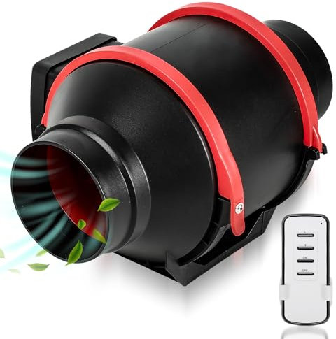 Herrselsam Rauchabzug Rohrventilator 100mm Inline-Kanalventilator Abluftventilator mit variabler Geschwindigkeitskontrolle Rohrlüfter Belüftung Lüfter,für Badezimmer Büro Wachstumszelte Heimgebrauch