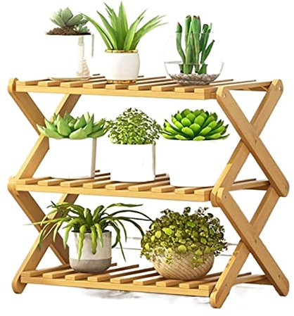 Blumenständer Pflanzenständer Blumentreppe Bambus-Holz-Pflanzenregal, Faltbarer Blumenständer, Innenständer, Heimterrasse, Garten Blumenbank Pflanzenregal Blumenregal ( Blue : A , Size : 38*31*50cm )